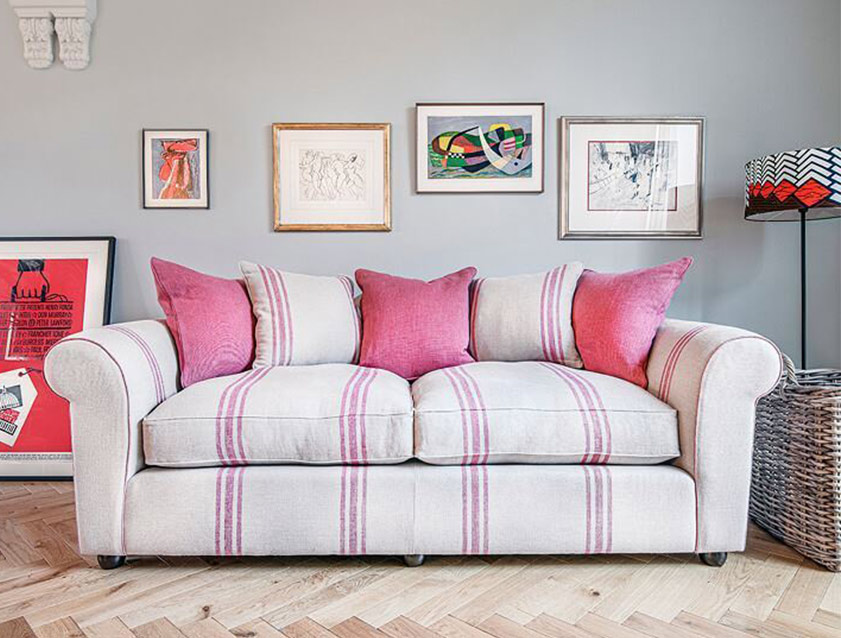 Lewes 3 Seater Sofa in Walloon Stripe Red